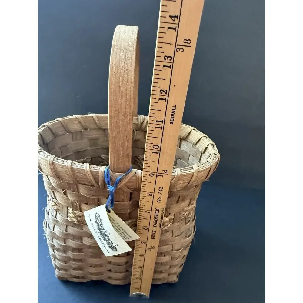 Handwoven Slatwood Wine Bottle Basket Woods Lot Creations Brown Cottagecore